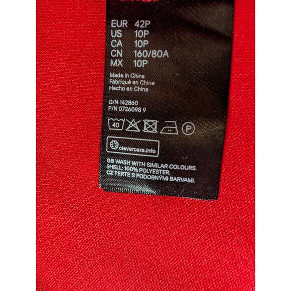 H&M red pleated A-line‎ midi skirt size 10P retro holiday huskers valentine - Picture 3 of 7